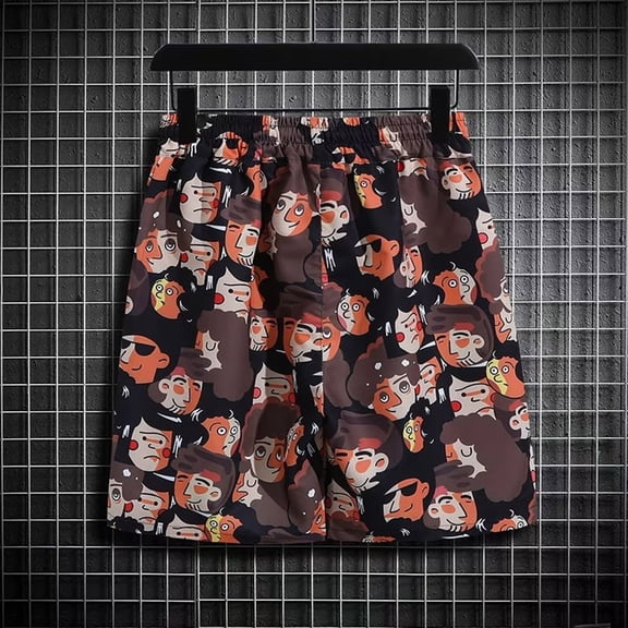 Vedolay Two Piece Short Outfit Men's 2 Pieces Set Short Sleeve Beach V-neck Shirts Summer Vacation Loose Short with Pockets,Orange L