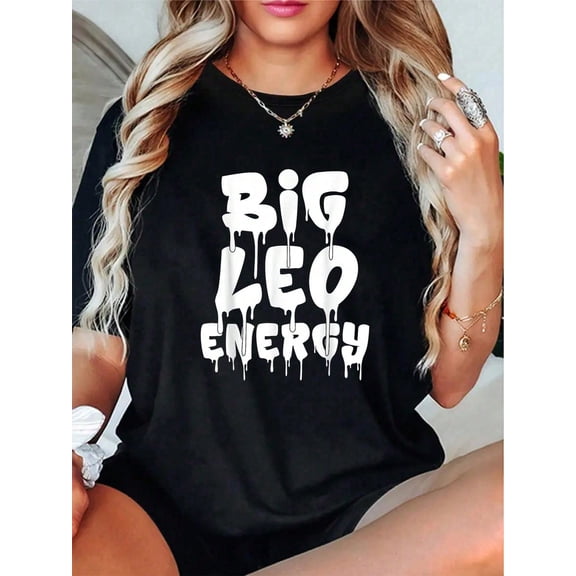 Big Leo Energy July August Birthday Leo Zodiac Sign Funny T-Shirt - 100% Cotton Graphic Tees Women, Summer Clothes