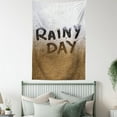 thumbnail image 4 of Rain Tapestry, Rainy Day Quote on Background with Water Droplets Autumn Season illustration, Wall Hanging for Bedroom Living Room Dorm Decor, 40W X 60L Inches, Brown and White, by Ambesonne, 4 of 5