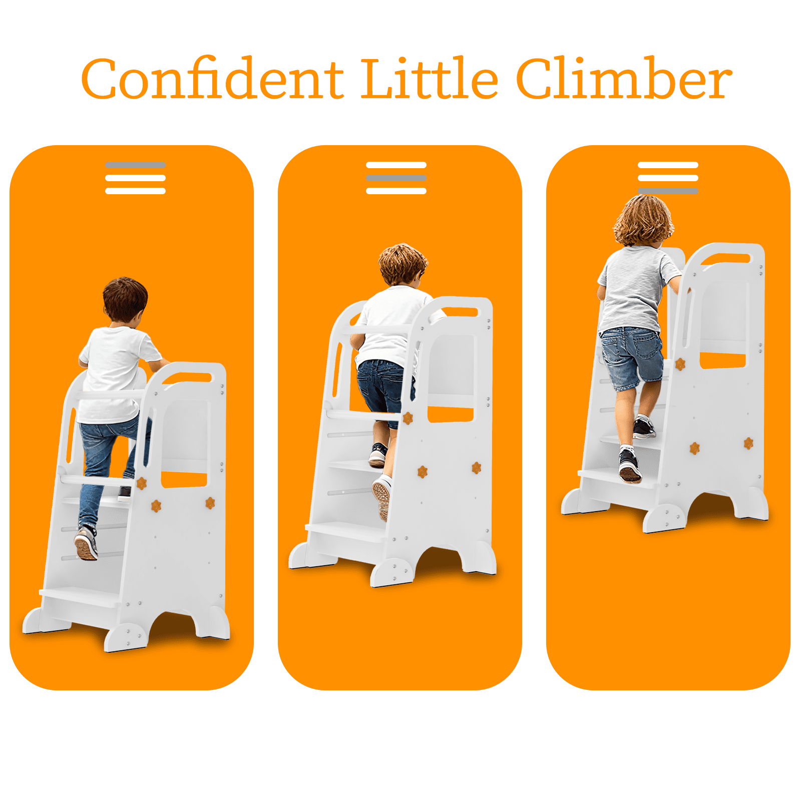 G TALECO GEAR Toddler Tower with Chalkboard, Toddler Kitchen Kids Step Stool Helper, Wooden Stool with Rounded Corner Protection Design, White