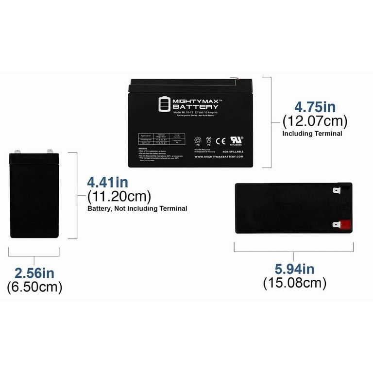 Mighty Max 12V 10AH SLA Replacement Battery for Motorcycles, 13447