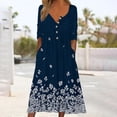 thumbnail image 2 of Vestidos Para Mujer Vestido de Manga Larga Moda Otoño Impresión Causal Cuello en V Botón Vacaciones Bolsillos Vestido Odeerbi ODB172102, 2 of 5