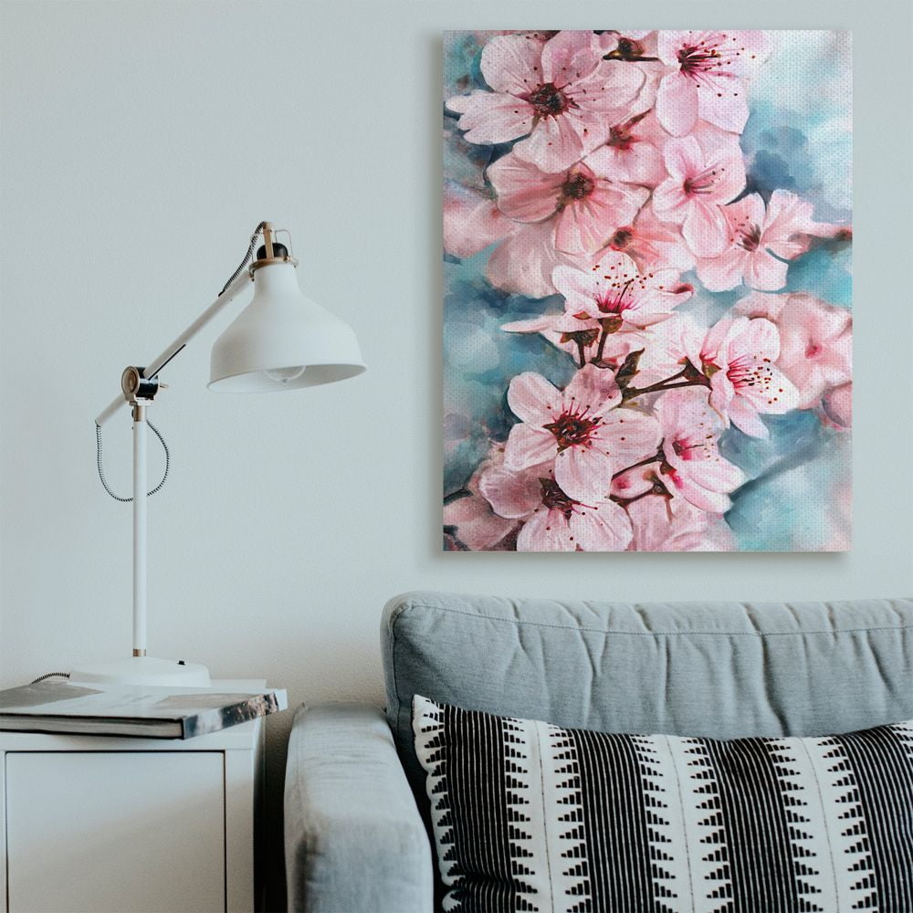 Stupell Industries Branch of Blooming Cherry Blossoms Pink Blue Designed by Ziwei Li