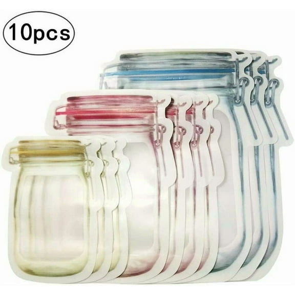 Mason Jar Bottles Bags Reusable Food Saver Storage Bags Snacks Zipper Sealed Bag
