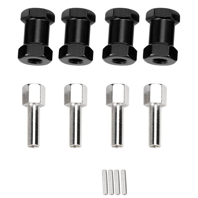 Conector de extensión de 20 mm de aleación de aluminio de 4 piezas Adaptador de accionamiento hexagonal de cubo de rueda de 12 mm para 1/10 RC Drift Car Buggy Truggy Truck Parts CrawlerBlack