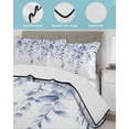 thumbnail image 4 of Quilts Twin Size, Blue Grey Eucalyptus Leaves Soft Comforter Bedding Set for Bed, Spring Rustic Botanical Lightweight Quilted Bedspread with Pillow Cover(2 Pieces) for All Season, 68x86 Inch, 4 of 6