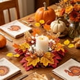 thumbnail image 4 of Halloween Decoration Indoor Outdoor Clearance Under $5.00!Autumns Candlestick Wreath Border Simulation Autumns Colors Harvests Decoration Maple Leaf Candlestick Pumpkin Wreath Halloween Berries, 4 of 6