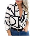 thumbnail image 1 of Mode Décontractée Aguichant Patchwork Imprimé Chemise à Manches Longues Blouse, 1 of 9