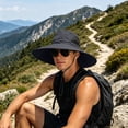 thumbnail image 5 of Wide Brim Sun Hat for Men & Women, UPF 50+ UV Protection, Breathable Mesh Windproof Chin Strap Foldable Outdoor Hat, Fishing Hiking Hat for Camping Mountain Travel Black Free Size, 5 of 6