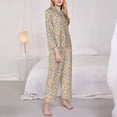 thumbnail image 3 of Pofeuu Watercolor Wildflowers Print Womens Pajamas Set Long Sleeve Sleepwear Button Down Nightwear Soft Pj Lounge Sets Button Down Pajamas Women-XX-Large, 3 of 7