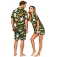 thumbnail image 2 of IYYVV Halloween Couple Matching Satin Pajamas Sets Short Sleeve Button Down Silk Pjs Goth Pumpkin Sleepwear 2 Pieces Loungewear Yellow L, 2 of 3