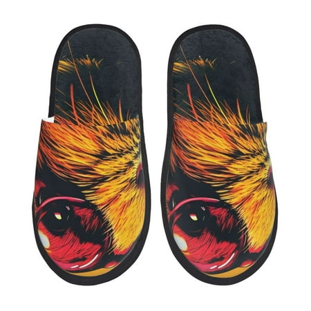 

Adobk Watercolor Glasses Guinea Pig Print Slippers Indoor Outdoor Retro Slippers House Soft Fluffy Slides Cushion Furry Slippers-Large