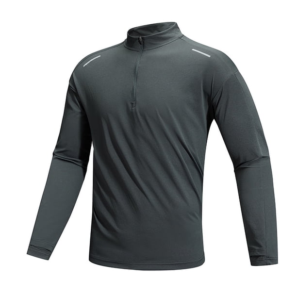 pstuiky camisas de manga larga para hombre, Camiseta funcional de manga larga, ligera, elástica, de secado rápido, deportiva, informal, de manga larga y cuello alto para hombre. m