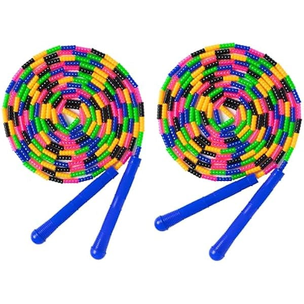 Double Dutch Jump Rope 16 Ft 2 Pack, Long Jump Rope for Kids Adults, Skipping Rope Soft Beaded Multiperson