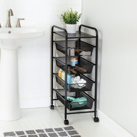 UPC: 0847539095882 | Honey-Can-Do 5-Tier Metal Rolling Storage Cart with Lockable Wheels Black