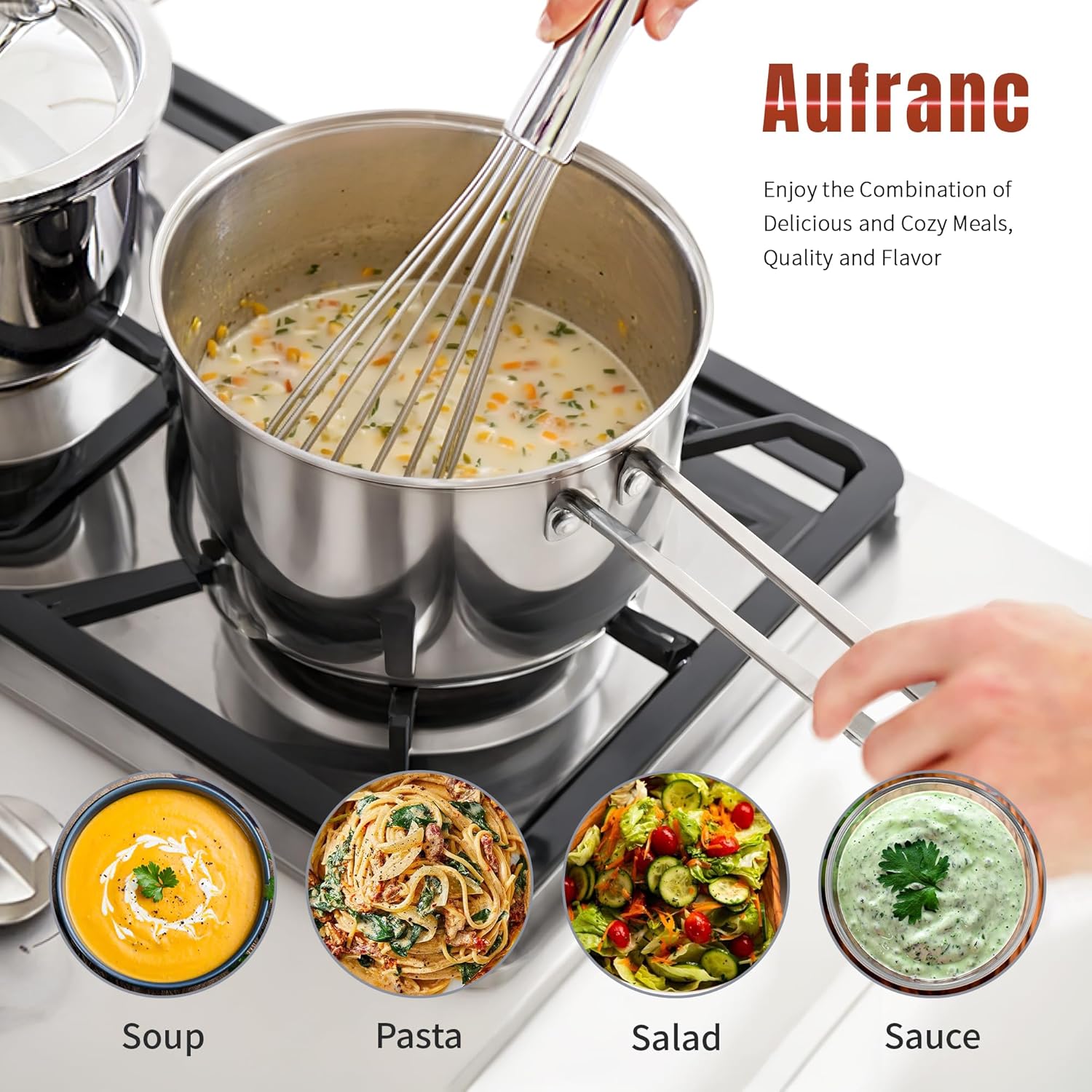 Stainless Steel pots and pans set 6 Piece Nonstick Kitchen Induction Cookware Set Works with Induction/Electric and Gas Cooktops Nonstick Dishwasher