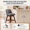 thumbnail image 4 of SESSLIFE Swivel Bar Stools Set of 4, 26" Counter Height Upholstered Bar Stools with Back, Bar Chairs with Solid Wood Legs for Kitchen Island Dining Room Home, Gray, 4 of 9