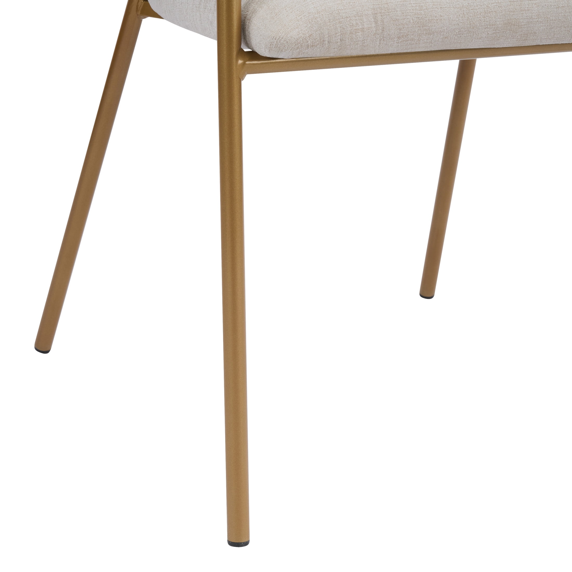 Aralyn Modern Upholstered Chenille Dining Chairs, Iron, Light Camel + Gold, Set of 2