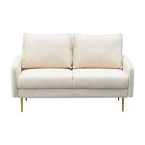 Kingway Furniture Almor Velvet Living Room Loveseat in Beige