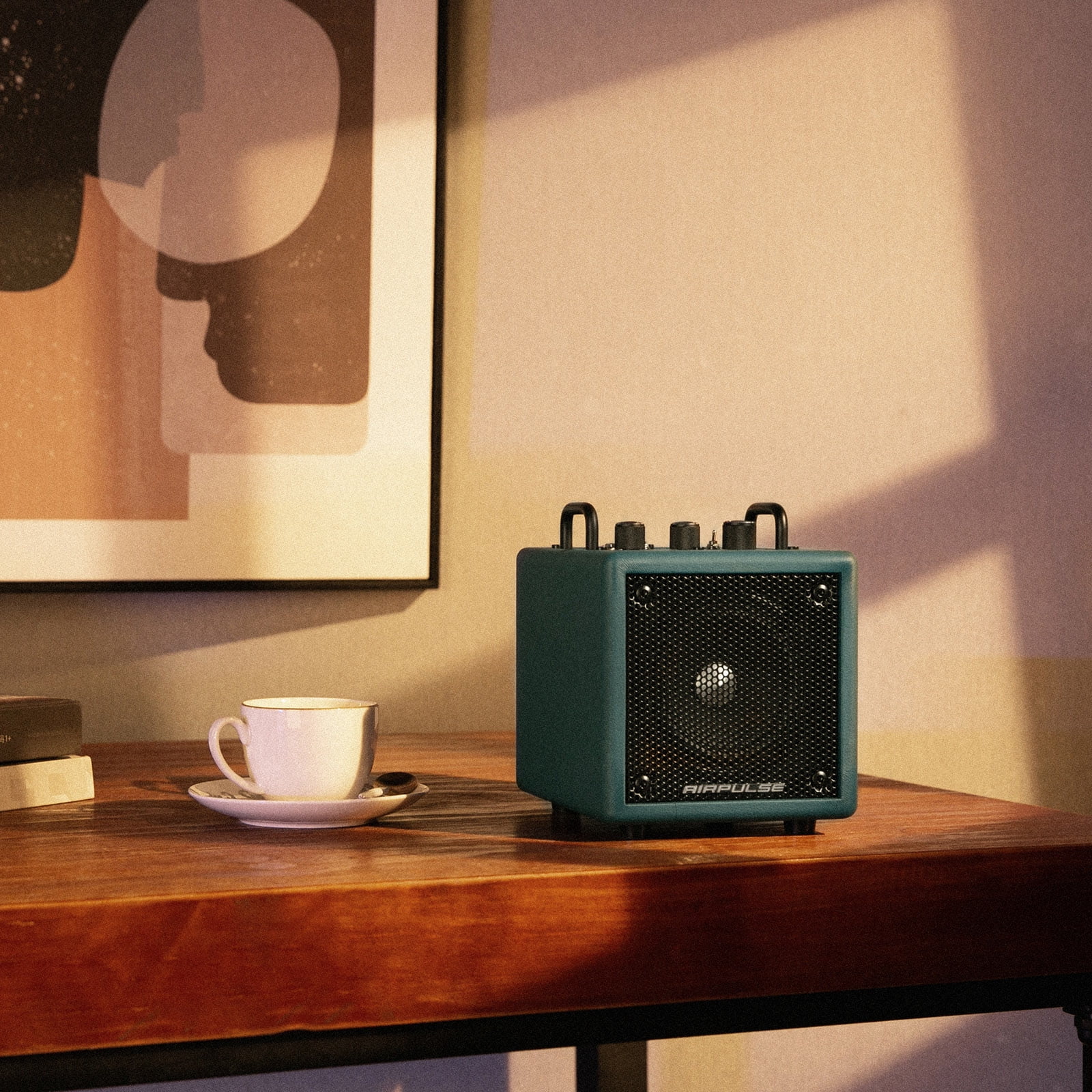 Airpulse Edifier Powered Bluetooth Speaker, Compact Countertop Speaker with Aux Line Input for Home Office Party - Blue