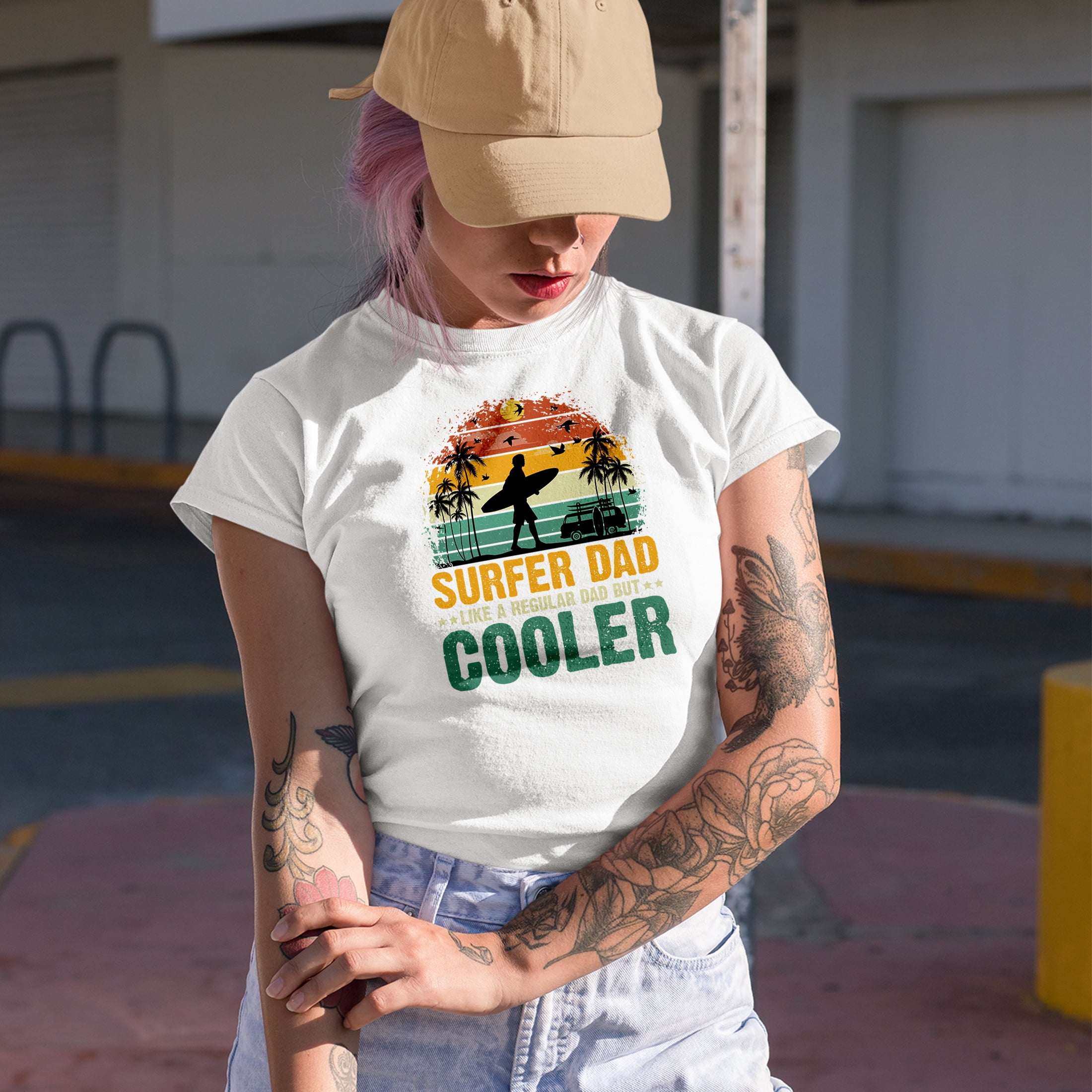 Surfer Dad Like a Regular Dad but Cooler, Surfing Enthusiast Father's Day, Baby Blue T-Shirt, Medium