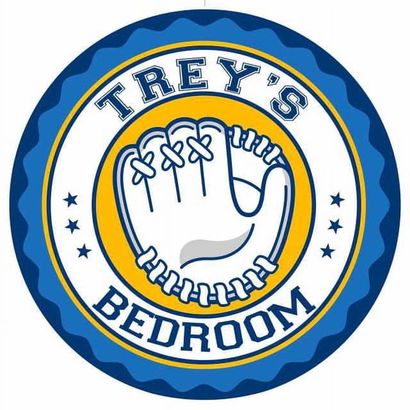 TREY'S Baseball Glove Bedroom 12" Round Metal Sign Boys Room 200120029251