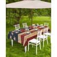 thumbnail image 4 of Hokiten Outdoor Tablecloths with Umbrella Hole & Zipper, Vintage American Flag Tablecloth Rectangle 60x84 Inch, Retro US Flag White Red Blue Waterproof Table Cloth, Patio/Pool/Picnic Table Covers, 4 of 7