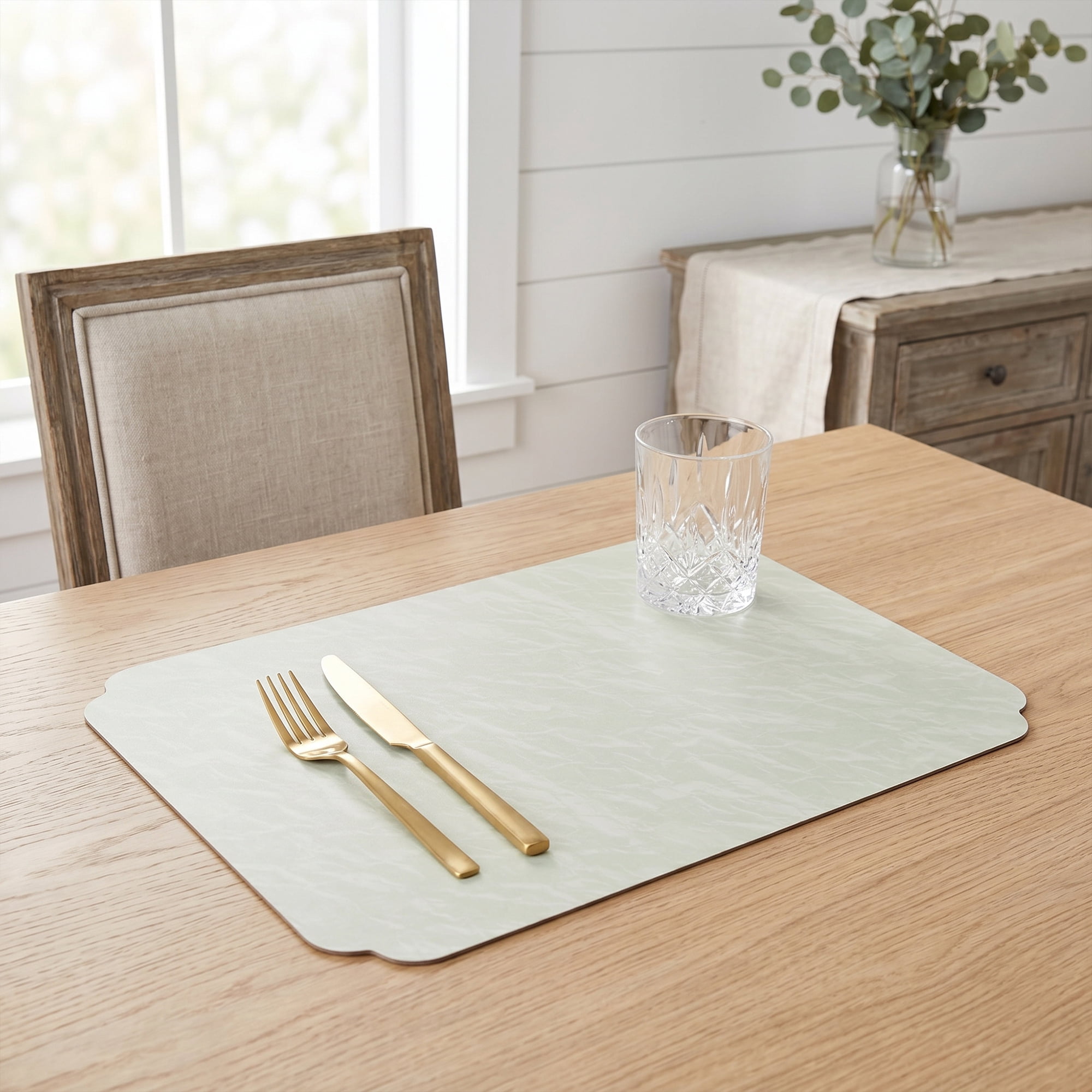 Unique Bargains 4Pcs Faux Leather Table Decor Placemats Matcha Green 17.7x11.8inch