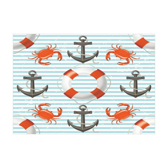 Ambesonne Nautical Jigsaw Puzzle, Life Rings Anchor Theme, Heirloom-Quality Fun Activity for Family Durable Cardboard, 1000 pcs, Scarlet Black and Teal