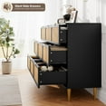 thumbnail image 4 of Rattan 9-Drawer Tall Dresser - Deep Drawers & Wide Top, Large Storage Chest for Bedroom, Living Room, Hallway & Kids Room, Black, 4 of 8