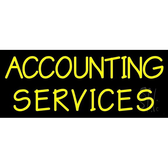 Accounting Service 3 LED Neon Sign 13 x 32 - inches, Black Square Cut Acrylic Backing, with Dimmer - Bright and Premium built indoor LED Neon Sign for Defence Force.