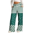 thumbnail image 1 of Pants for Women, Womens Fashionable Striped Printed Drawstring Wide Leg Pants, 1 of 4