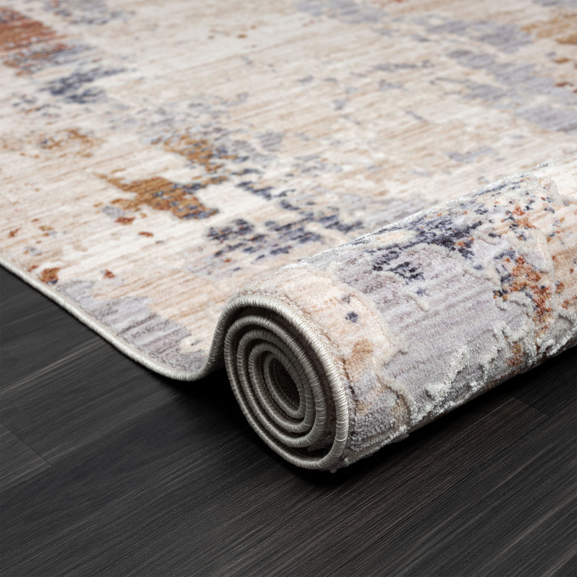 LR Home Mia 5' x 7'11" Beige/Rust Abstract Premium Ultra-Soft Indoor Area Rug