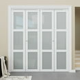 thumbnail image 2 of 72" x 96" 3-Lite Frosted Glass Bifold Doors with Hardware Kit & Knob, Solid Core MDF Wood, Interior Folding Door for Closet, Pantry Door, White Smooth Surface, Paintable, 2 of 10