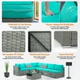 thumbnail image 4 of MeetLeisure 2 Piece Patio Armless Wicker Sofa Set with Removable Cushions, Aqua, 4 of 5