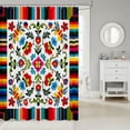 thumbnail image 2 of Manfei Bohemian Floral Shower Curtain 72Wx72L, Folk Serape Flower Bathroom Curtain, Cream Blue, 2 of 5