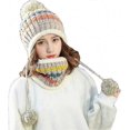 thumbnail image 1 of Conjunto de gorro y bufanda de punto para mujer, gorro de invierno cálido y grueso con pompón de ganchillo y dobladillo para exteriores., 1 of 5