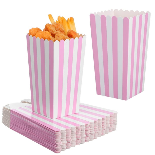 40 bolsas de palomitas de maíz Contenedores de palomitas de maíz de papel rayado Bolsas individuales de palomitas de maíz Cubos de palomitas de maíz para suministros de recuerdo de fiesta de cumpleañ