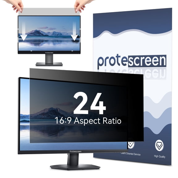 Protescreen 24 Inch Computer Privacy Screen Filter for 16:9 Widescreen Monitor, Desktop PC, Removable Privacy Film, Eye Protection Anti Glare Anti Blue Light Filter, Anti Spy Screen Protector