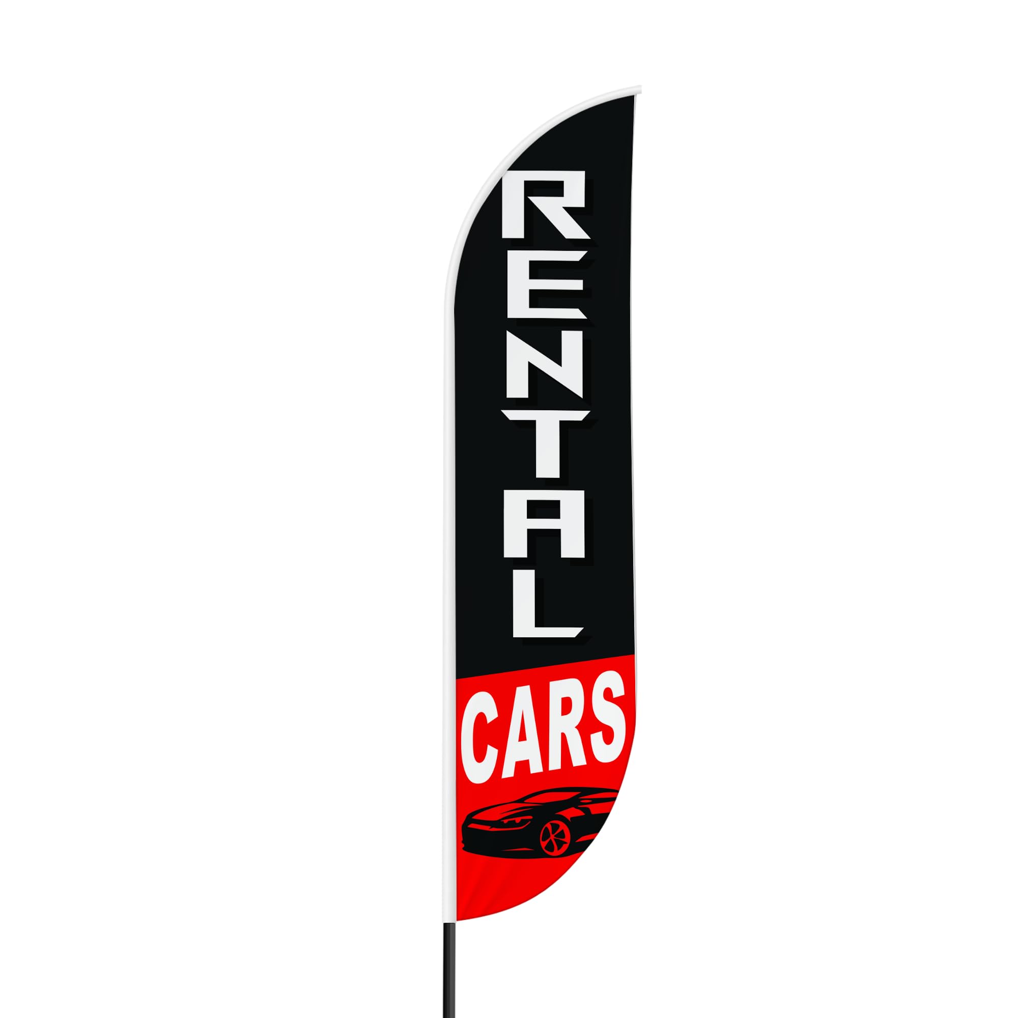 Rental Cars Sign feather flag Pole kit for Outdoor by Mavis Printing | 15 FEET Long Polyester Outdoor Banner Flag Pole Mount Easy Hang | HD Print Swooper Flags to Advertise Car Business