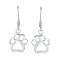 thumbnail image 2 of Bling Jewelry Womens Animal Lover Cut-Out Paw Print Drop Earrings .925 Sterling Silver Fish Hook, 2 of 4