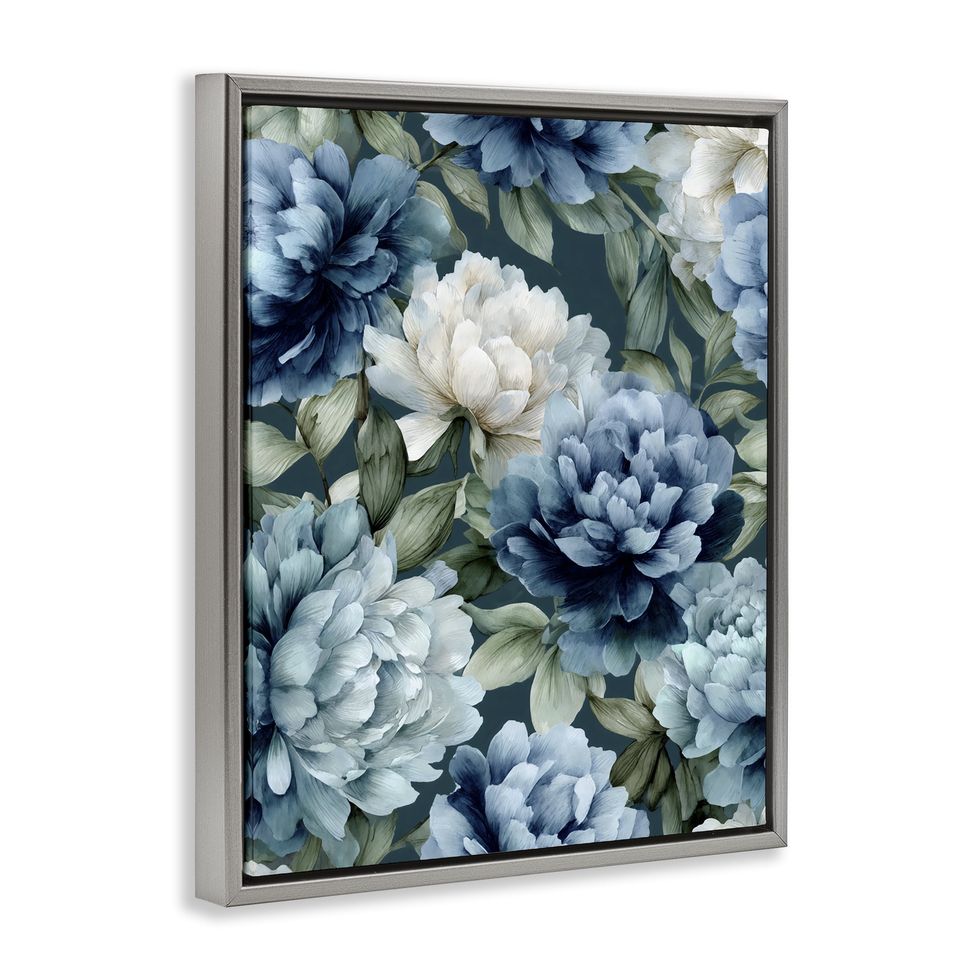 Stupell Industries Blooms On The Vine Gray Framed Floater Canvas Wall Art, design by Franklyn Gregory