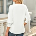 thumbnail image 5 of Blczomt Womens Tops Dressy Casual Plain 3/4 Sleeve Shirts Solid Color 2025 Formal White Womens Spring Blouses, 5 of 8