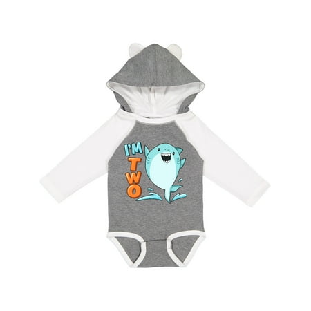 

Inktastic I m Two- shark second birthday Gift Baby Boy or Baby Girl Long Sleeve Bodysuit