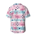 thumbnail image 2 of KLL Pink Striped Flamingo Print Men's Shirt Short Sleeve Button Down Summer Cuba Beach Shirts- XX-Large, 2 of 7