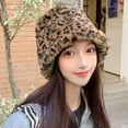 thumbnail image 4 of Winter Plush Bucket Hat for Women Leopard Print Fuzzy Bucket Caps Casual Warm Faux Fur Fisherman Hats, 4 of 4