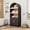Noir, variante sur Bibliothèque Arquée Cannelée Moderne de 71 Po avec Portes - 3 Étagères d'Exposition Ouvertes et Tablette Réglable, Vitrine Armoire de Rangement en Bois à 5 Niveaux pour Salon Bureau - Chêne Noir