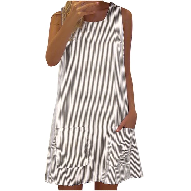 Moda mujer Casual Sexy vestidos estampados verano sin mangas Poackets Mini vestido Fridja hj2420