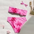 thumbnail image 5 of REDARER Girls 2 Piece Bikini Swimsuit Set Floral Print Bandeau Top With Detachable Strap High Cut Bottoms Summer Beach Pool Swimwear,13-14 Years, 5 of 7
