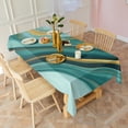 thumbnail image 3 of Teal Marble Gold Wave Pattern Rectangle Tablecloth 60"x102",Waterproof Polyester Rectangle Table Cloth, Wipeable Spillproof Polyester Tablecloth for Dining, Camping, Indoor and Outdoor, 3 of 6